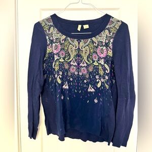 Anthropologie Moth Sweater Navy Silk M Medium